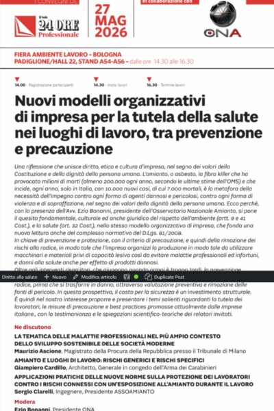 Bologna Fiere: ONA con il gruppo Sole 24 per la sicurezza sul lavoro